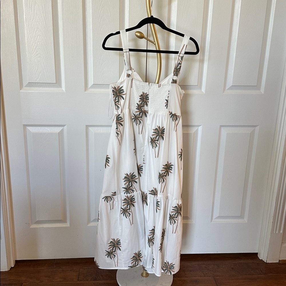 NWT B.Right Palm Boulevard Dress midi tiered sundress w/ embroidered palms L - Picture 7 of 10